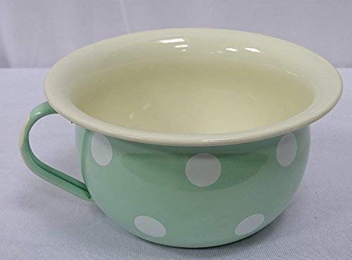 linoows Nostalgia Enamel Night, Pee Pot Chamber Pot Pastel Dots Mint