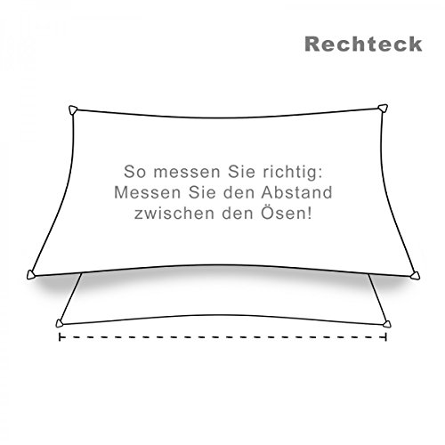 bonsport Marken Sonnensegel Sonnenschutz Rechteck rechteckig viereckick 2,5x4 m Creme – Bild 6