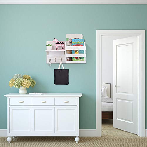 Coresto Wall Mount Entryway Storage Organizer and Mail Basket with 3 Key Holders—Holder for Car