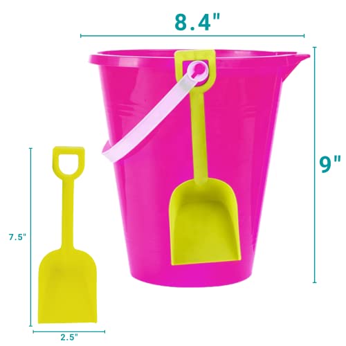 9" Large Sand Bucket with Shovel [12 Pack Bulk] Beach Buckets Beach