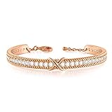Angelady Valentine's Day Rose Gold Bracelet Cuff Endless Love Infinity Friends Bracelet for Women with Gift Box