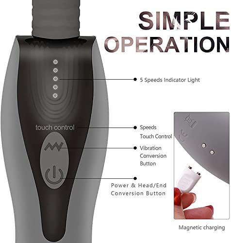 Masseur Electrique Portable, Seekiblizz Masseur Grande sans Fil Vibration à Double Tête avec 5 Modes 5 Vitesses Intense USB Rechargeable pour le Soulagement des Epaules du Cou