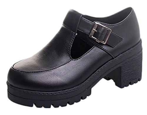 Women Japanese School Studets Uniform Dress Shoes Maid Heels Cosplay Shoes Round toe