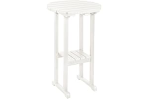 Sundale Outdoor 39 Inches Height Adirondack Bar Table, Patio HDPE Pub Height Round Counter Table, All Weather High Top Bistro Tabl for Outside Deck Porch Balcony Poolside (White)
