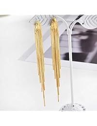 Pendientes colgantes de borla larga y sencilla, sexy, punk, de metal, para mujeres y niñas