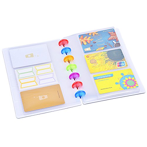 Rancco Business Card Organizer Book, 120 Cell Cards Colorful Ring Name Card Holder Credit Card Case w/ 5 Page Dividers