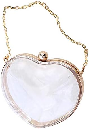 Women's Transparent Clear Purse Clutch Bag Evening Handbags Cross-Body Bag NFL Stadium Approved Acrylic,Chain Strap