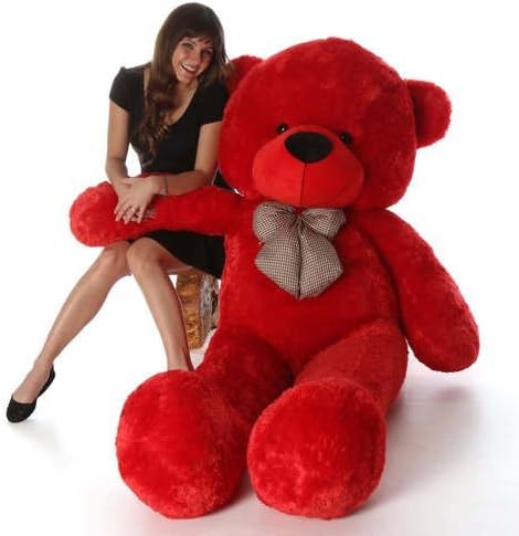 GURUDEV Stuffed Spongy Soft Teddy Bear (Red, 3-ft)