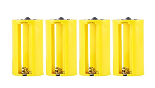 Whizzotech Parallel AA to D Battery Adapters Holder 1.5V Output Case Box 3 AA to 1 D Converter Pack of 4 (Yellow)