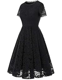 Dresstells - Vestido para dama de honor, estilo vintage, diseño floral, encaje y cóctel