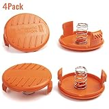 X Home Weed Eater Spool Cap Covers Compatible with Black Decker GH900 GH600 LST522 LCC140 String Trimmer, Replacement RC-100-P Edger Parts, 385022-03 Bump Cover Cap (4 Caps, 4 Spring)