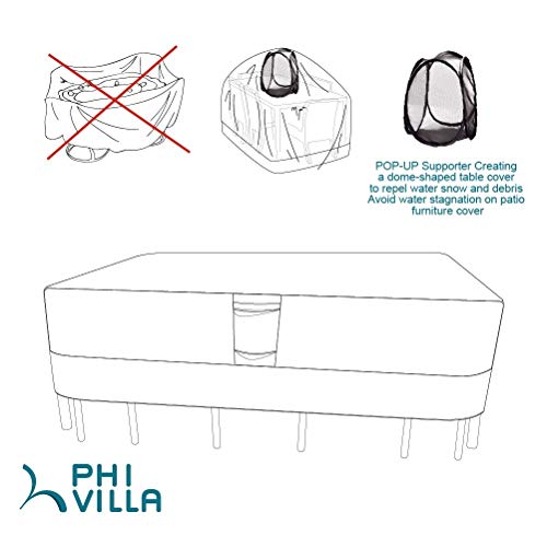 PHI VILLA Patio Furniture Set Covers Waterproof, Outdoor Dining Table