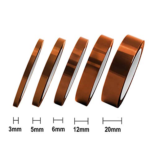High Temp Tape, Heat Tape YTFGGY 5 Pack Multi –Heat Resistance up to 280℃ (536℉) for Heat Transfer Vinyl,3D Printers High Temperature Tape