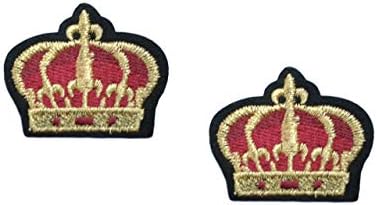 2 Pieces Crown Iron On Patch Fabric Children Motif Applique Princess King Scrapbooking Decal 1.77 x 1.57 inches (4.5 x 4 cm)