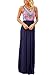 Asvivid Womne's Summer Bohemian Sleeveless Tribal Print Full Length Maxi Beach Dress Large Navy