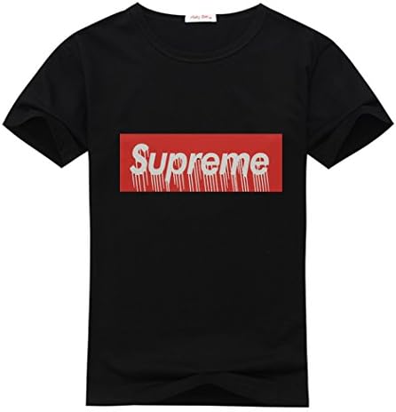 Black Men's Supreme Logo T-Shirt Short Sleeve Large Black