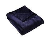 HYSEAS Velvet Plush Throw, Home Fleece Throw Blanket, 50 by 60-Inch, Navy Blue