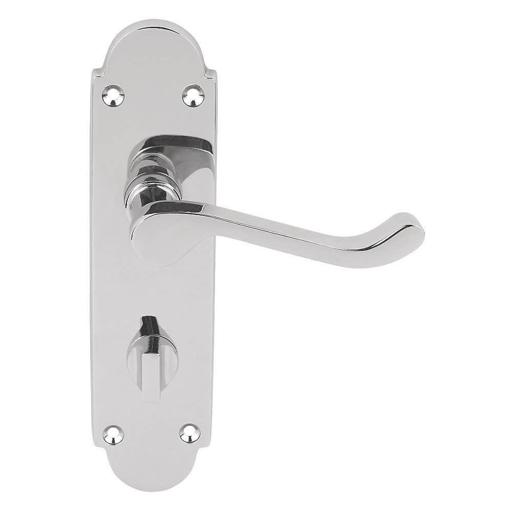 Designer Levers - Brora Round Top Design Lever Door Handle - 1 Pair - Polished Chrome - Bathroom Door Handle - with Thumbturn