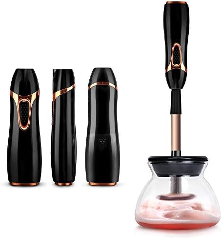 Makeup Brushes Cleaning Machine - Professional Electric Rotating Spinner dryer - Quick Cleaner Drying in seconds - Automatic Portable Device - Wash Kit Tool suit all size (Black)