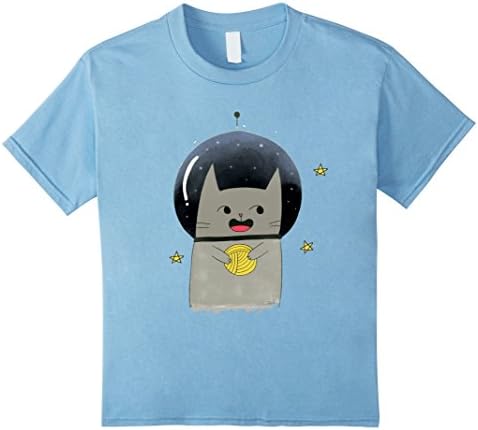 Kids Space Cat - Funny Cute Cat T-Shirt 8 Baby Blue