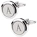 Dannyshi Mens Classic Stainless Steel Initial Cufflinks 26 Alphabet Initial Letter Cufflinks Business Wedding Shirts A-Z