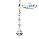 Aiskaer ® 15 Pieces Beautiful Maple Leaf Crystal Glass Pendants (Clear)