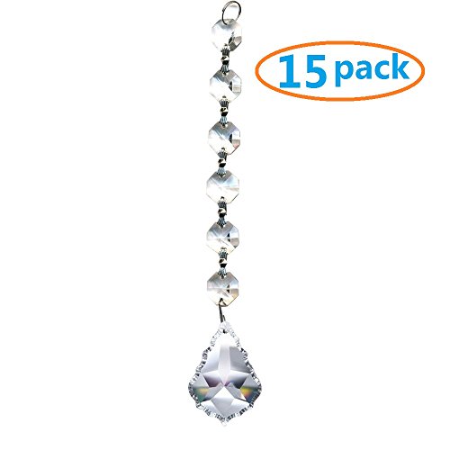 Aiskaer ® 15 Pieces Beautiful Maple Leaf Crystal Glass Pendants (Clear)