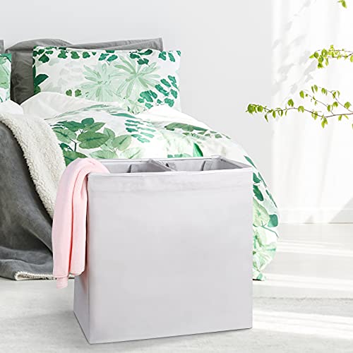 CRZDEAL Double Laundry Hamper with Zippered Lid Fiber Tube Support