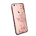 iPhone 6s Plus Case, V-Fyee [Lace Flower Series] Slim Dual TPU Rubber Back Cover with Pink Flower and Bling Sparkle Glitter Stone Diamond Case for iPhone 6 Plus/ 6s Plus 5.5 inch - Rose Gold