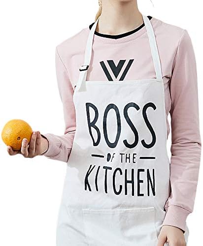 Funny Chef Aprons for Men Women Boss of The Kitchen Barbecue Grilling Kitchen Apron, Gifts for Dad and Mom