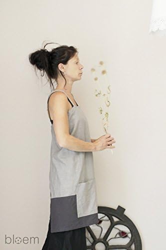 Linen apron in two colors, Cross back apron, Apron dress, Japanese apron