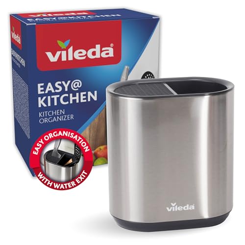 Organizador de cocina de acero inoxidable – Recipiente para guardar utensilios de cocina – Utensilios de cocina Soporte – Soporte para utensilios de cocina – Soporte para cucharas de cocina