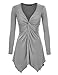 Made By Johnny MBJ Womens Long Sleeve Knot Baby Doll Tunic Top XL Heather_Grey