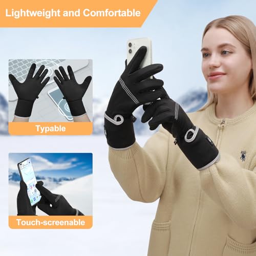 Savior Heated Glove Liners,Electric Heated Thin Gloves with Remaining Power Display,Rechargeable