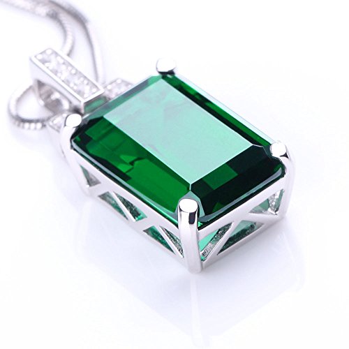 ANGG Women 6ct Green Emerald Cut Necklace Pendant 925 Sterling Silver Jewelry