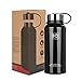 Hiwill Stainless Steel Vacuum Insulated Water Bottle, 24Hrs Cold,12Hrs Hot, 21OZ-50OZ Double Wall Thermos Flask, Travel Sports Leak Proof Drinking Bottle with Metal Strainer, BPA Free (Black, 21oz)
