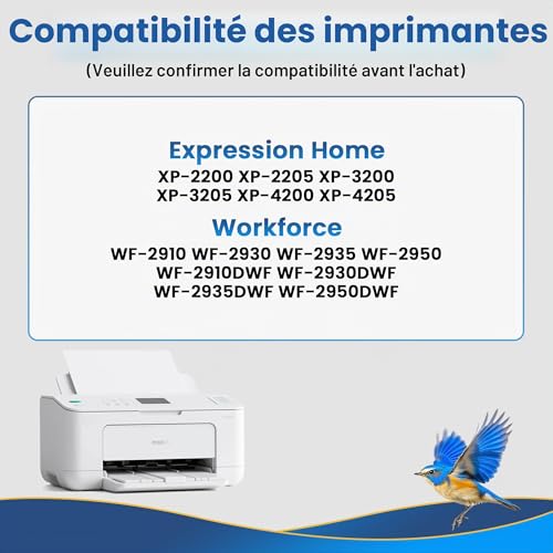 Jhaan Ink Cartridges Compatible with Epson XP 2200 Ink Cartridges for Epson Expression Home XP-2200 XP-2205 XP-3200 XP-4200 Workforce WF 2910DW 2930DWF (Pack of 10)