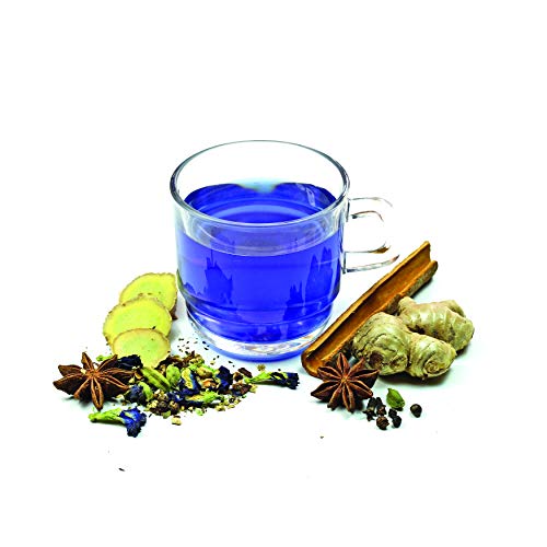 Blue Tea Indian Chai Masala |Zero Caffeine Detox Herbal Tea |Butterfly Pea Flower, Cinnamon, Cardamom, Ginger, Clove | 24 Handcrafted Premium Pyramid Tea Bags - 48 Cups - Thumbnail 3