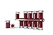 Zevro KCH-06103 Zero Gravity Wall-Mount Magnetic Spice Rack Canisters, Red/Silver - Set of 12