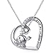 Flyow 925 Sterling Silver Cubic Zirconia Engraved Keep Me in Your Heart Cute Pig Heart Pendant Necklace for Women Birthday Graduation Gifts