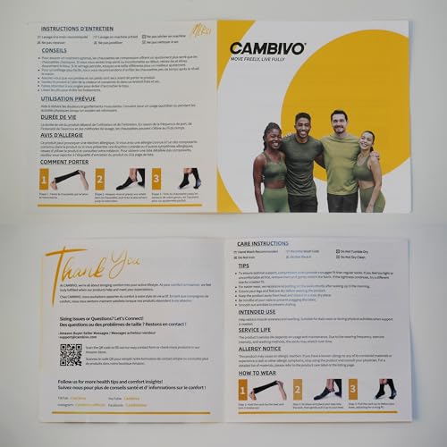 CAMBIVO Compression Socks Women Men 2 Pairs, Compression Socks 15-20 mmHg, Varicose Veins Compression Stockings, High Socks, for Sport, Running, Airplane, Cycling, Hiking, Nurse