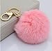 Cy3Lf Gold Plated Rabbit Fur Ball Pom Pom Keychain, Pink