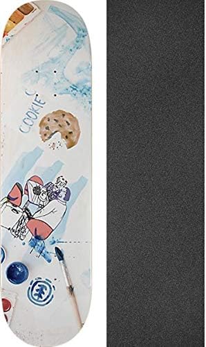 Element Skateboards Chris Cobourne Cookie Desk Art Skateboard Deck - 8.2" x 31.75" with Mob Grip Perforated Black Griptape - Bundle of 2 Items