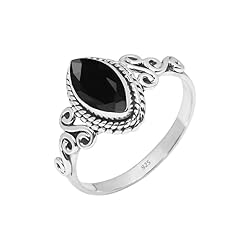 Black Tourmaline Stone Ring 925 Sterling Silver