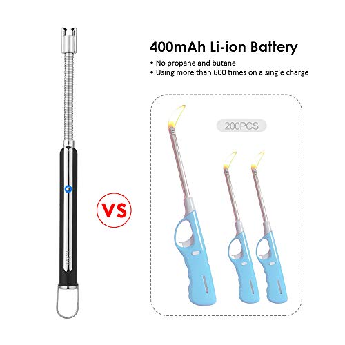 ANYI Arc Lighter, USB Rechargeable Electric Lighters with 360°Flexible Longer Neck and Safety Switch, Flameless & Windproof, Plasma Beam Lighter for Candle BBQ Fireworks Camping
