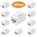 VICTEK Female to Female Cat6 Keystone RJ45 Couplers, 10 Pack, White, Tablet
