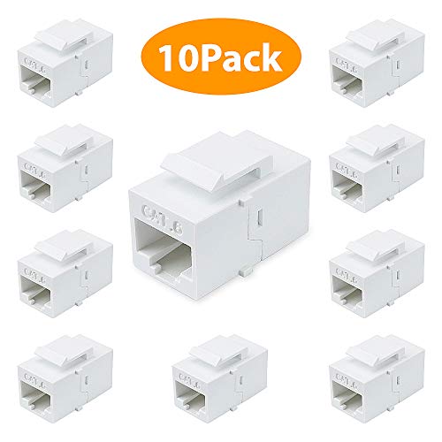 VICTEK Female to Female Cat6 Keystone  RJ45 Couplers, 10 Pack, White