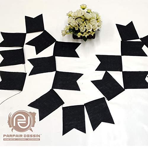 Parfair Dessin 40 Pcs Stiffened Swallowtail Flag Bunting Burlap Banner PreStringed No DIY Garland Decoration for Holidays Camping Halloween Christmas 40 Feet (Black, Flag 1) - Thumbnail 6
