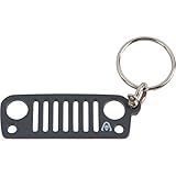 Alien Sunshade Jeep Wrangler JK JKU Grill Keychain, Made of Laser Cut Stainless Steel, Features Iconic D-Ring Connector (Granite)