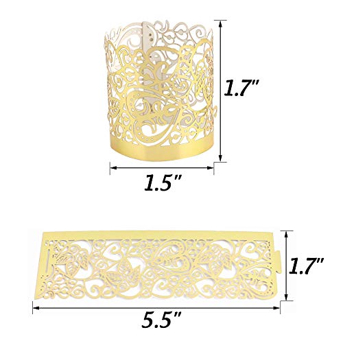 LOVEINUSA 48pcs Votive Wraps, Golden Tea Light Covers Laser Cutting for Decorative Wraps Flickering LED Battery Tealight Candles